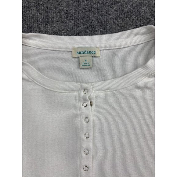 Sundance Shirt Women's Small White Long Sleeve 1/4 Snap Thermal Modal - Picture 2 of 6